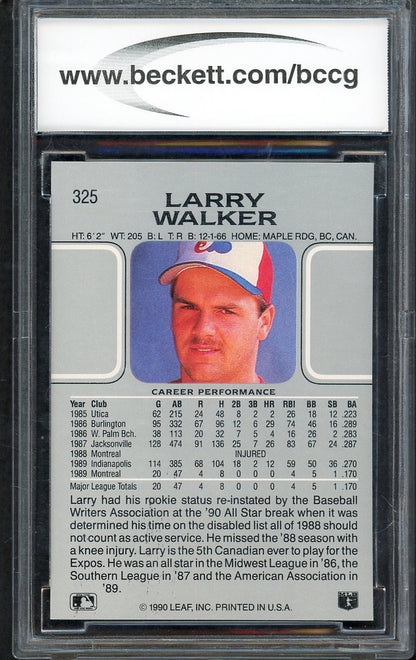 1990 Leaf #325 Larry Walker Expos BCCG 10 567910
