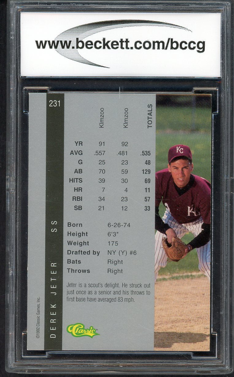 1992 Classic #231 Derek Jeter Yankees BCCG 9 567911