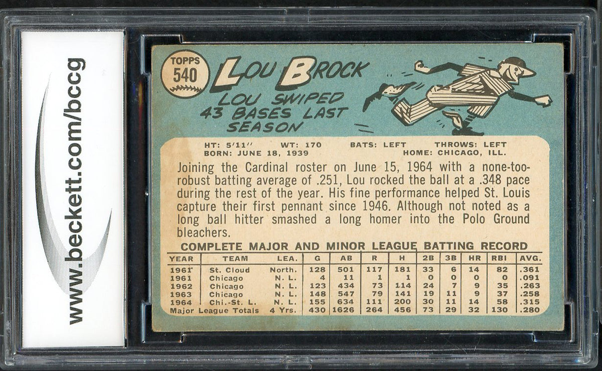 1965 Topps Baseball #540 Lou Brock Cardinals BCCG 7 567916