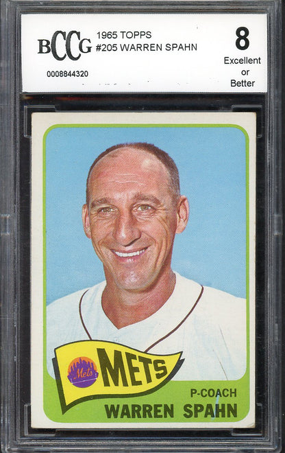 1965 Topps Baseball #205 Warren Spahn Mets BCCG 8 567917