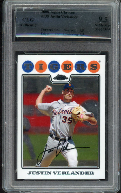 2008 Topps Chrome #135 Justin Verlander Tigers CLG 9.5 NM/MT+ 567949