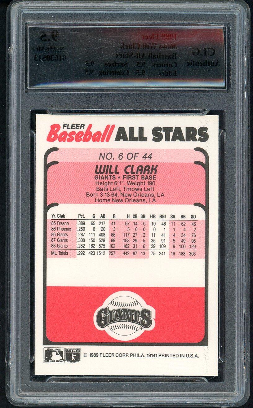 1989 Fleer All Stars #006 Will Clark Giants CTG 9.5 NM/MT+ 567952