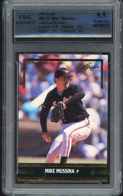 1991 Leaf Gold Rookies #012 Mike Mussina Orioles CLG 9.5 NM/MT+ 567953