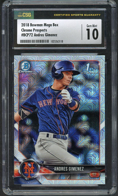 2018 Bowman Chrome #BCP72 Andres Gomes Mets CSG 10 GEM MINT Mega 567955