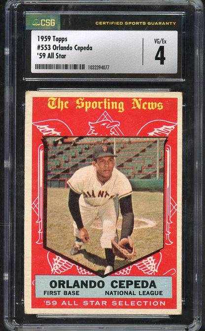 1959 Topps Baseball #553 Orlando Cepeda A.S. Giants CGS 4 VG-EX 567957