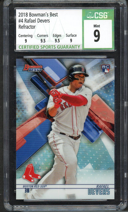 2018 Bowman Best #004 Rafael Devers Red Sox CSG 9 MINT Refractor 567958