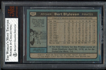 1980 Topps Baseball #457 Bert Blyleven Pirates BVG 7.5 NM+ 568085