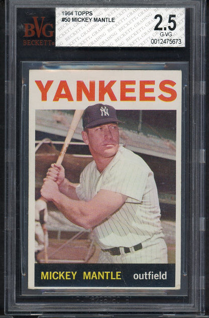1964 Topps Baseball #050 Mickey Mantle Yankees BVG 2.5 GD-VG 568086