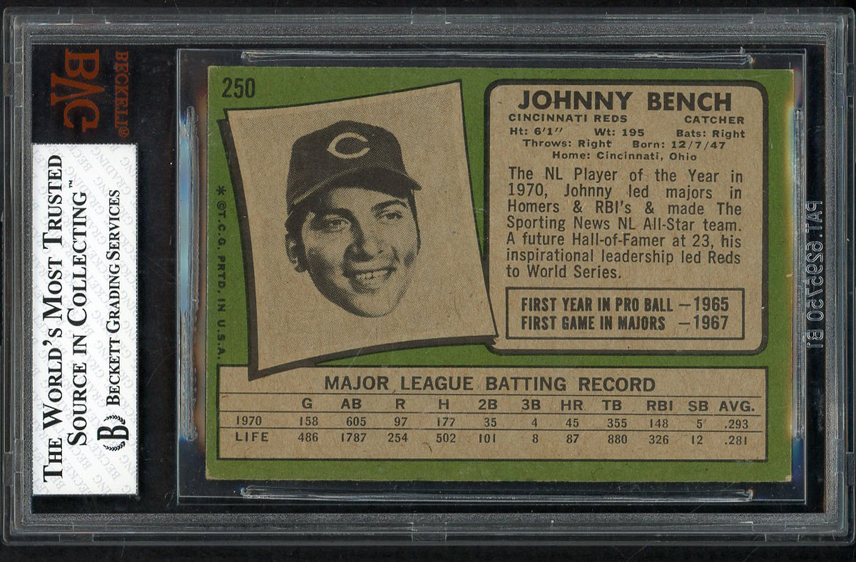 1971 Topps Baseball #250 Johnny Bench Reds BVG 5.5 EX+ 568091