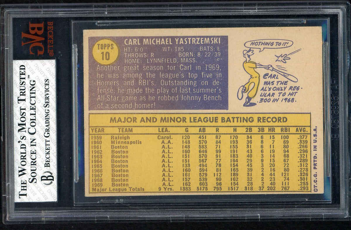 1970 Topps Baseball #010 Carl Yastrzemski Red Sox BVG 6.5 EX-MT+ 568092