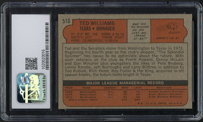 1972 Topps Baseball #510 Ted Williams Rangers CSG 6.5 EX-MT+ 568115