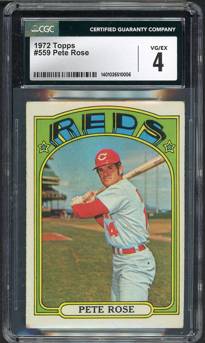 1972 Topps Baseball #559 Pete Rose Reds CGC 4 VG-EX 568116