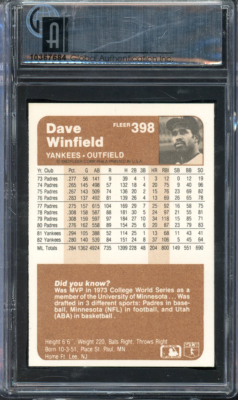 1983 Fleer #398 Dave Winfield Yankees GAI 8.5 NM/MT+ 568117