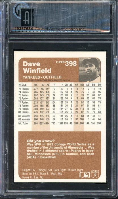 1983 Fleer #398 Dave Winfield Yankees GAI 8.5 NM/MT+ 568117