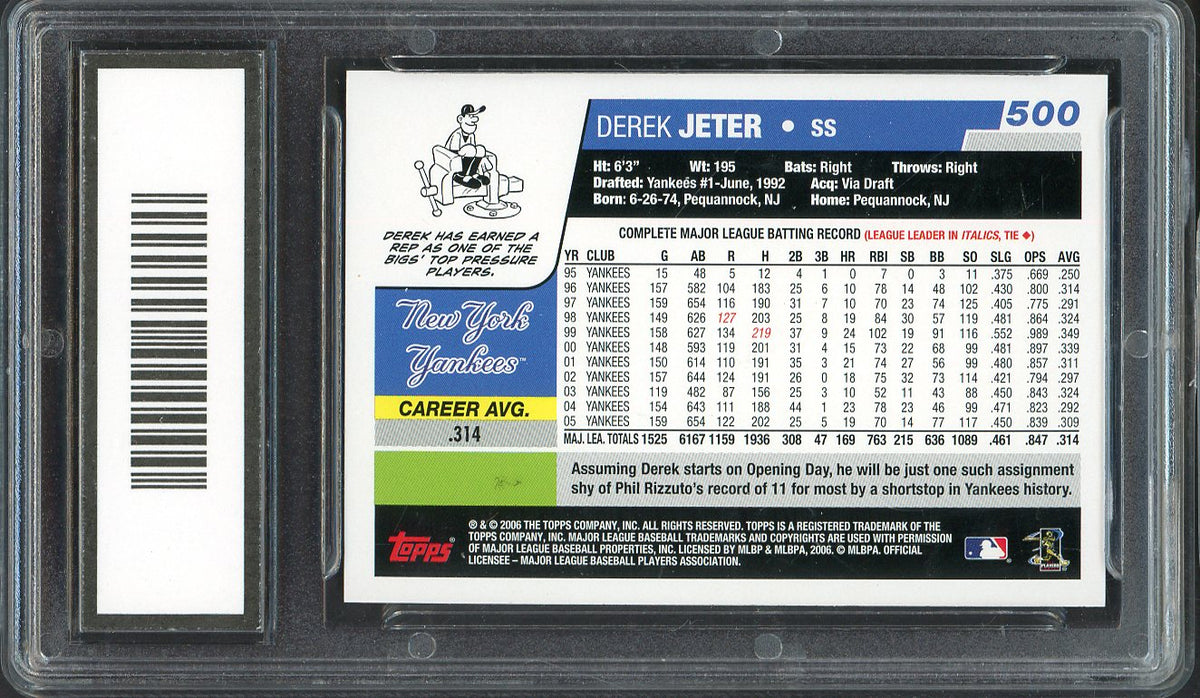 2006 Topps #500 Derek Jeter Yankees PGA 10 GEM MINT 568124