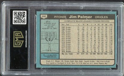 1980 Topps Baseball #590 Jim Palmer Orioles GMA 7 NM 568129