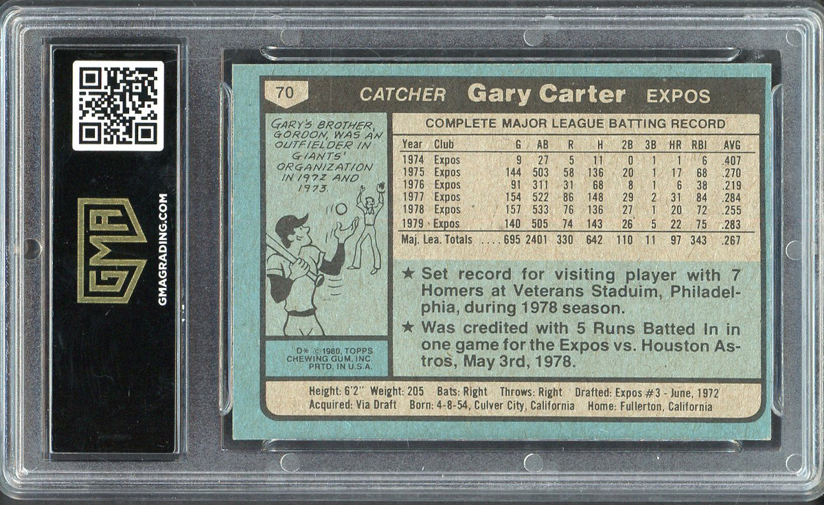 1980 Topps Baseball #070 Gary Carter Expos GMA 7 NM 568134