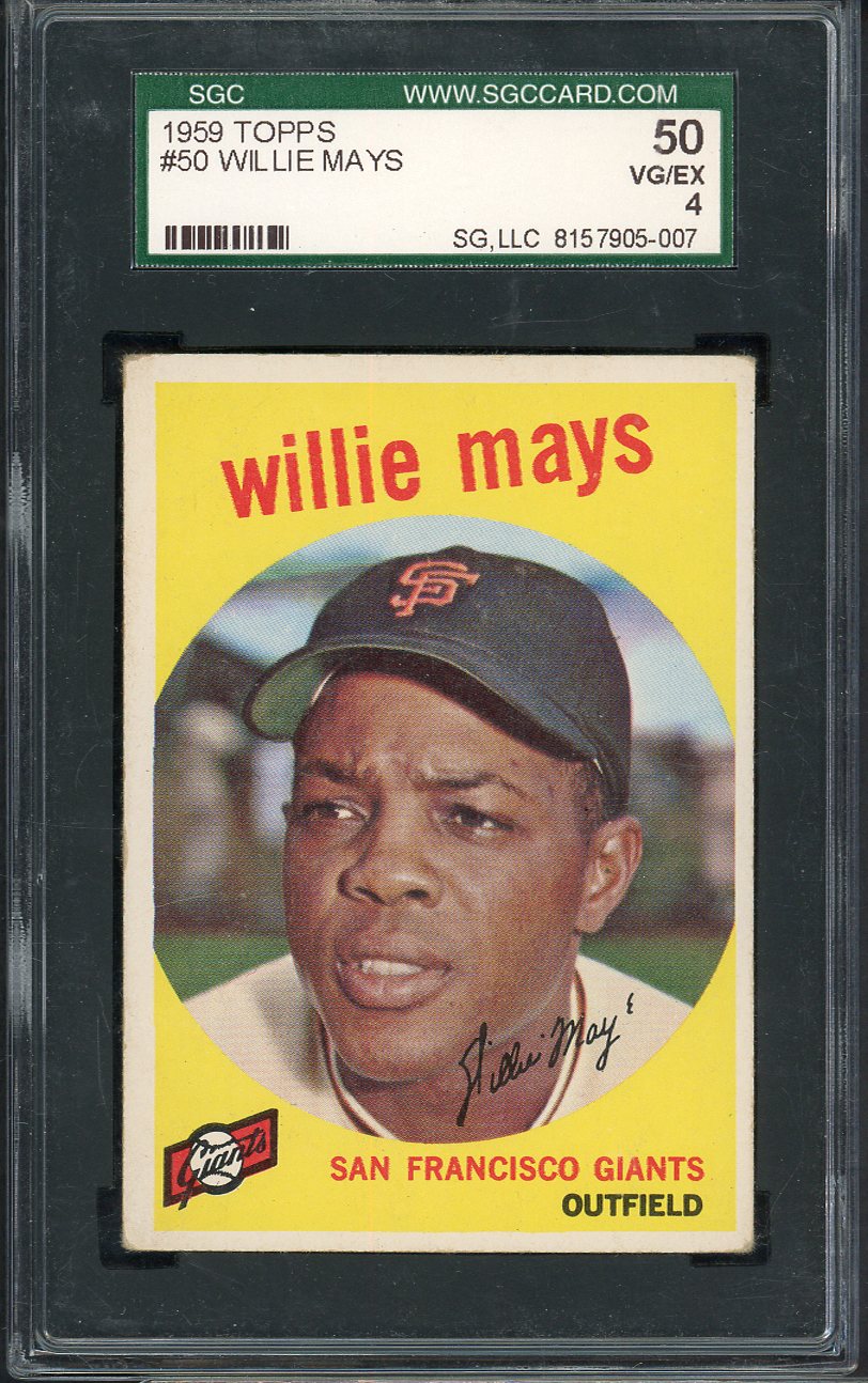 1959 Topps Baseball #050 Willie Mays Giants SGC 4 VG-EX 568142