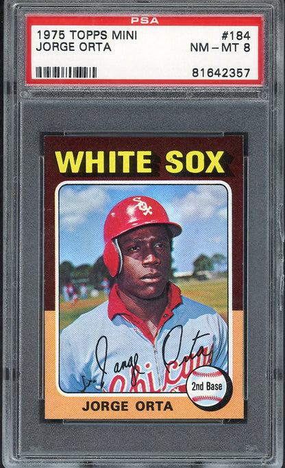 1975 Topps Mini Baseball #184 Jorge Orta White Sox PSA 8 NM/MT 568155