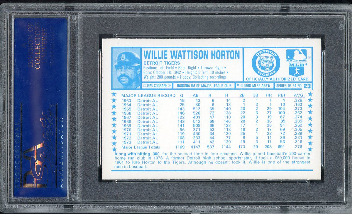 1974 Kelloggs Baseball #023 Willie Horton Tigers PSA 10 GEM MINT 568165