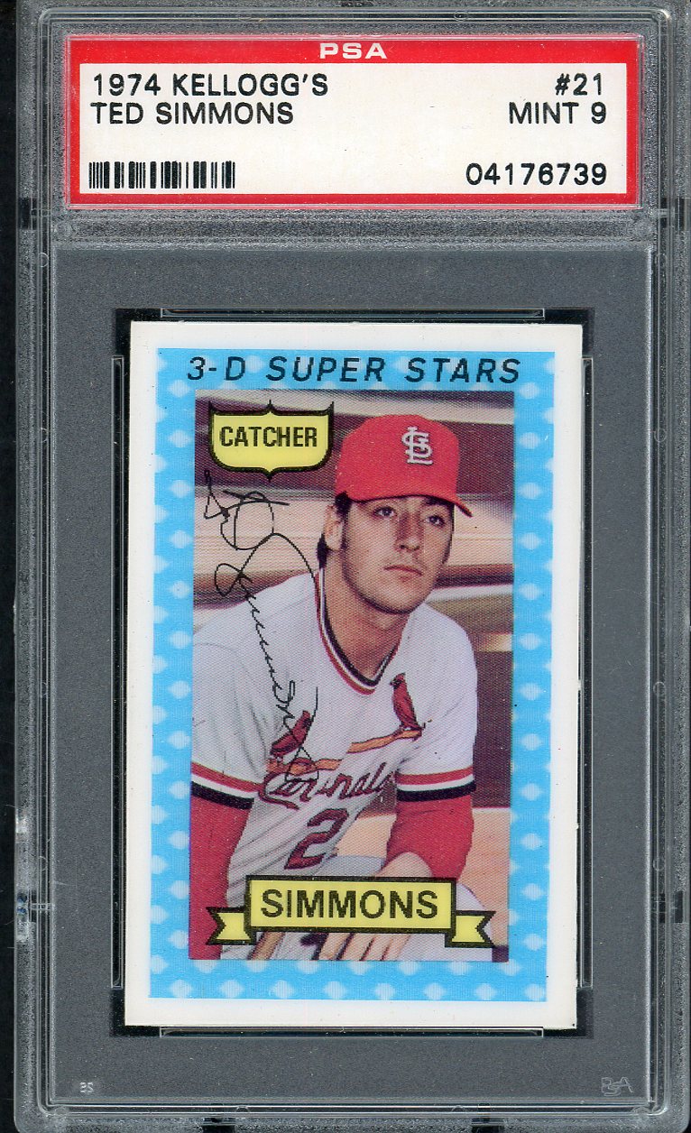 1974 Kelloggs Baseball #021 Ted Simmons Cardinals PSA 9 MINT 568166