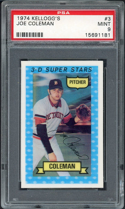 1974 Kelloggs Baseball #003 Joe Coleman Tigers PSA 9 MINT 568171