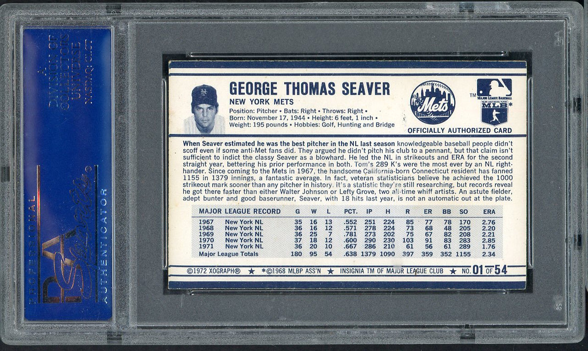 1972 Kelloggs Baseball #001 Tom Seaver Mets PSA 8 NM/MT 568172