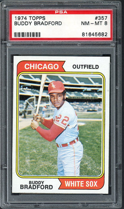 1974 Topps Baseball #357 Buddy Bradford White Sox PSA 8 NM/MT 568175