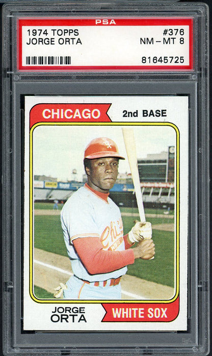 1974 Topps Baseball #376 Jorge Orta White Sox PSA 8 NM/MT 568176