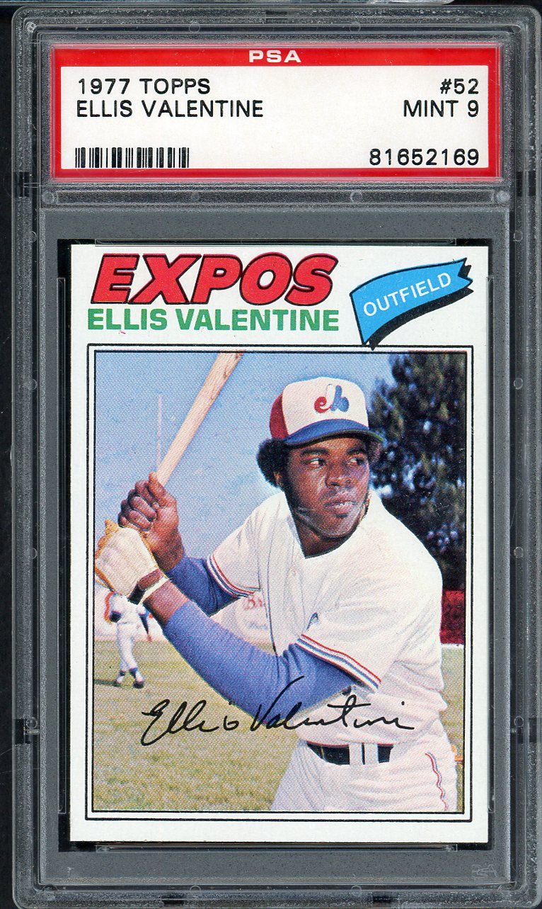 1977 Topps Baseball #052 Ellis Valentine Expos PSA 9 MINT 568180