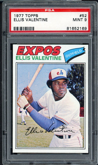1977 Topps Baseball #052 Ellis Valentine Expos PSA 9 MINT 568180