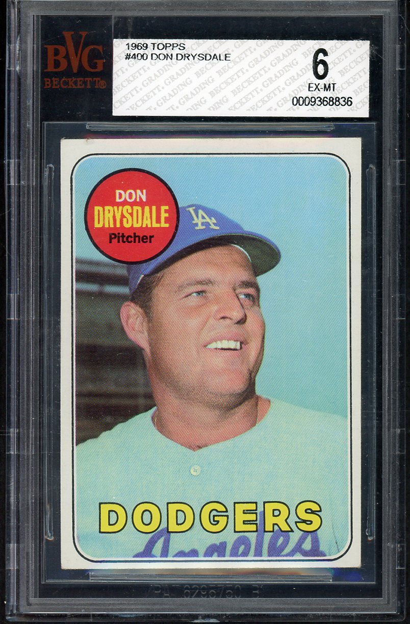 1969 Topps Baseball #400 Don Drysdale Dodgers BVG 6 EX-MT 568181