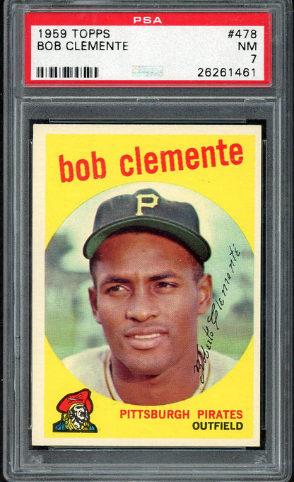 1959 Topps Baseball #478 Roberto Clemente Pirates PSA 7 NM 568216