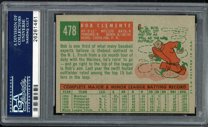 1959 Topps Baseball #478 Roberto Clemente Pirates PSA 7 NM 568216