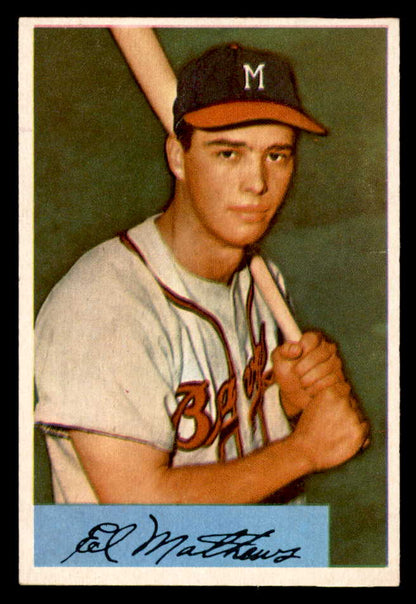 1954 Bowman Baseball # 64 Eddie Mathews Braves EX-MT 568350