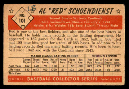 1953 Bowman Color Baseball #101 Red Schoendienst Cardinals Good 568354
