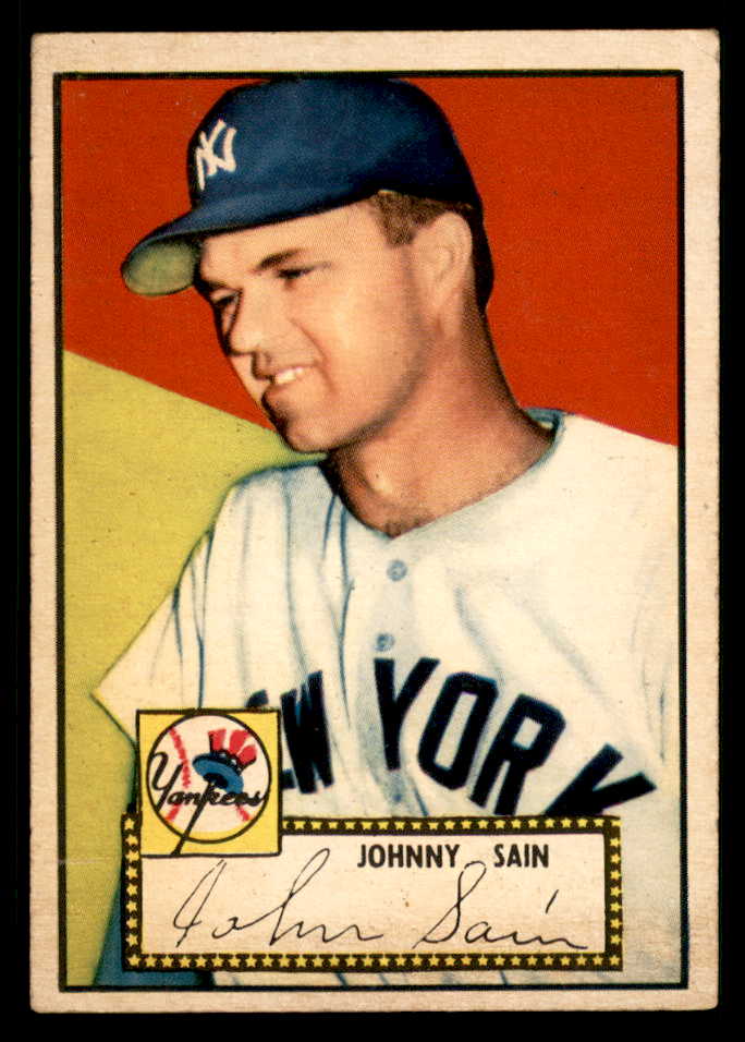 1952 Topps Baseball # 49 Johnny Sain Yankees VG-EX Red 568371