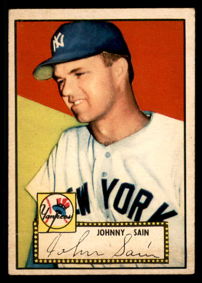 1952 Topps Baseball # 49 Johnny Sain Yankees VG-EX Red 568371
