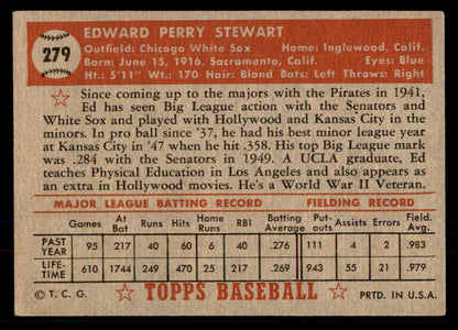 1952 Topps Baseball #279 Ed Stewart White Sox EX-MT 568389