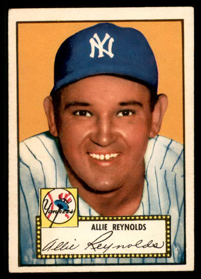1952 Topps Baseball # 67 Allie Reynolds Yankees EX+/EX-MT Red 568400