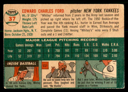 1954 Topps Baseball # 37 Whitey Ford Yankees Good 568408