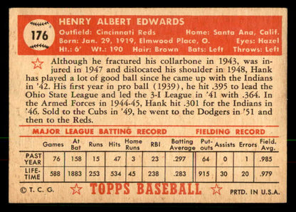 1952 Topps Baseball #176 Hank Edwards Reds EX-MT 568413