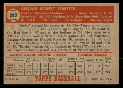 1952 Topps Baseball #282 Birdie Tebbetts Indians EX 568431