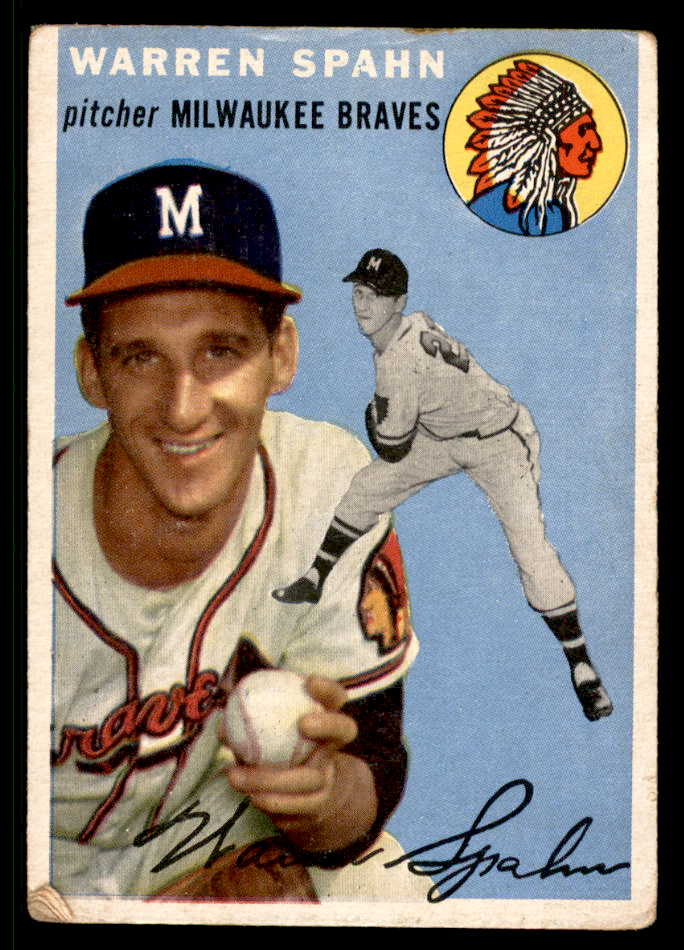 1954 Topps Baseball # 20 Warren Spahn Braves VG 568437