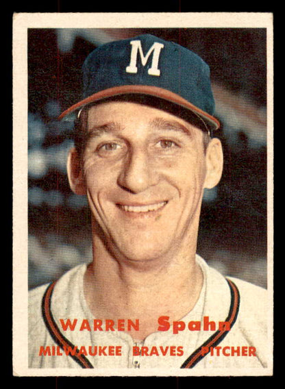 1957 Topps Baseball # 90 Warren Spahn Braves VG-EX 568463