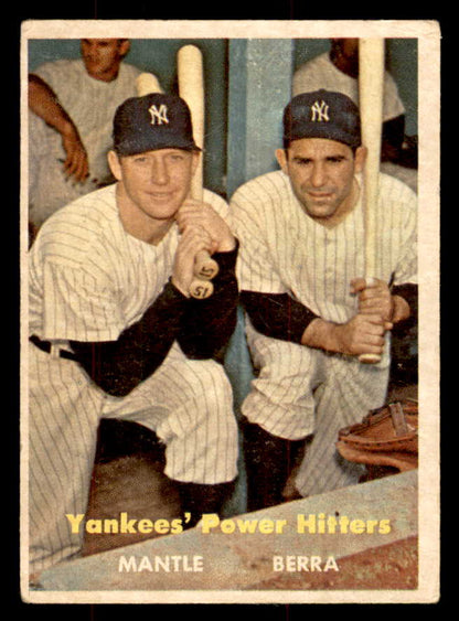 1957 Topps Baseball #407 Mickey Mantle Yogi Berra VG 568471