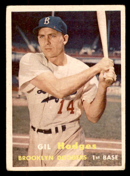 1957 Topps Baseball # 80 Gil Hodges Dodgers VG 568473