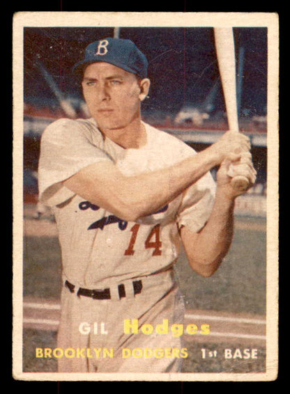 1957 Topps Baseball # 80 Gil Hodges Dodgers VG 568474
