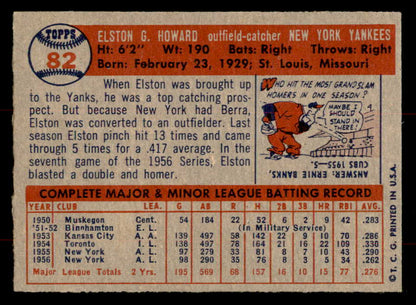 1957 Topps Baseball # 82 Elston Howard Yankees EX-MT 568476