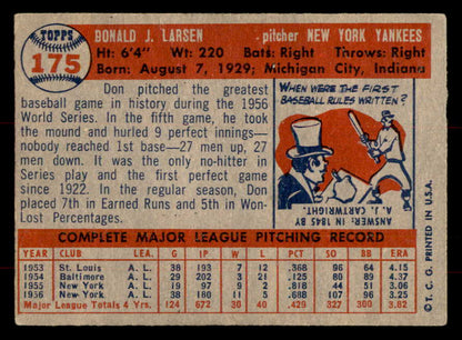 1957 Topps Baseball #175 Don Larsen Yankees VG-EX 568478